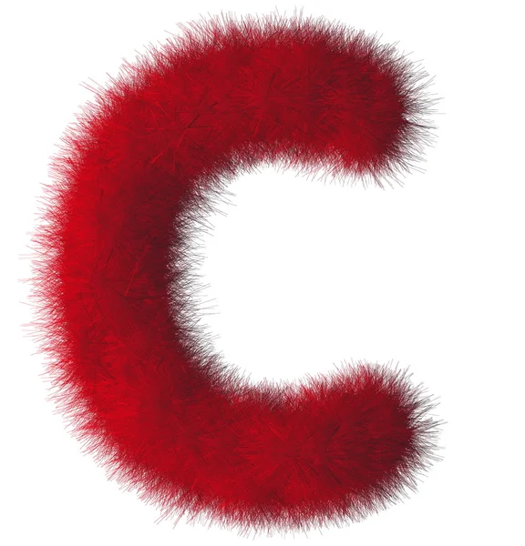 Red shag C letter isolated on white background — Stock Photo, Image