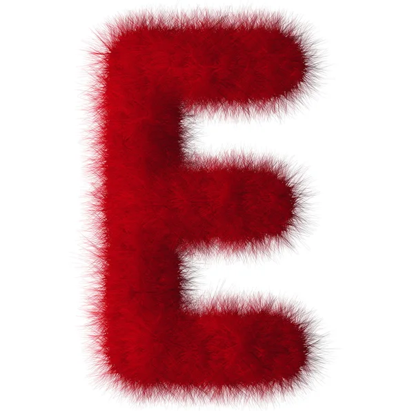 Red shag E letter isolated on white background — Stock Photo, Image