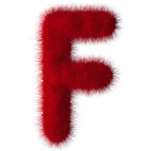 Rød shag F brev isoleret på hvid baggrund - Stock-foto
