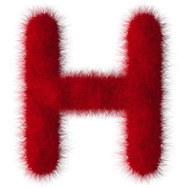 Kudły czerwony H list na białym tle — Zdjęcie stockowe