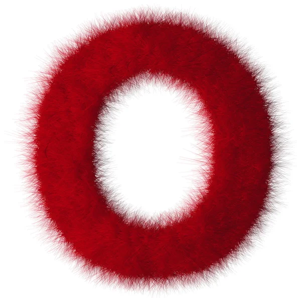 Red shag O letter isolated on white background — Stock Photo, Image