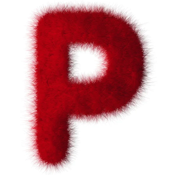 Red shag huruf P terisolasi di latar belakang putih — Stok Foto