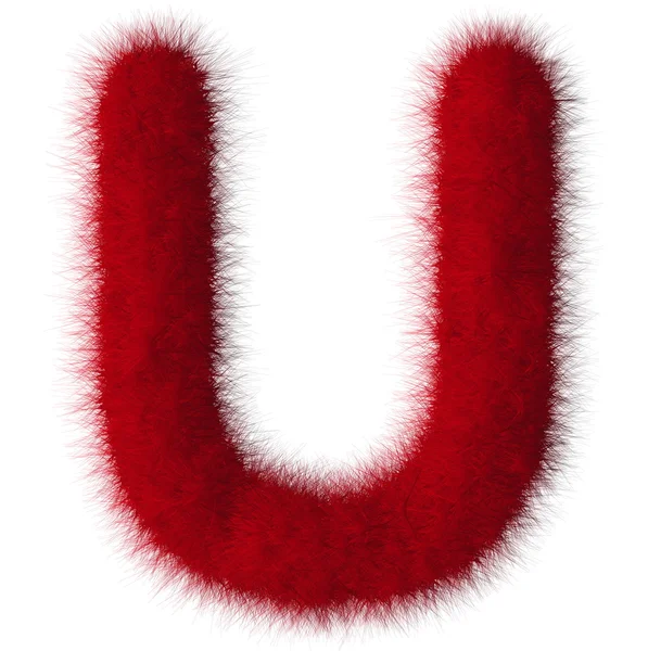 Vörös bozont U betű elszigetelt fehér background — Stock Fotó