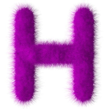 Beyaz arka plan üzerinde izole mor tüylü H harfi