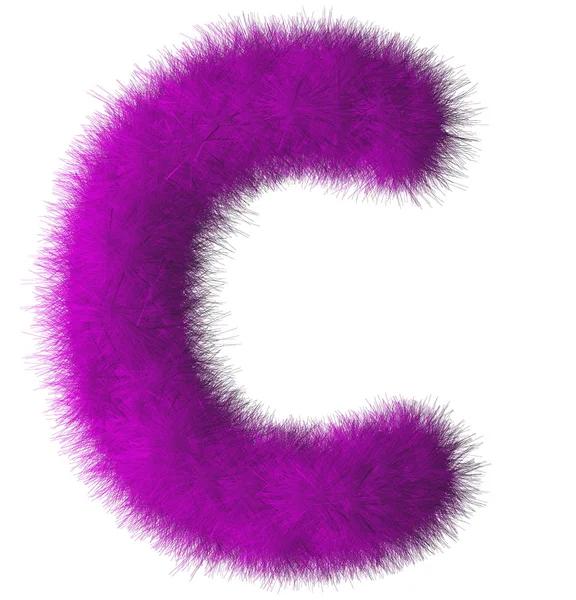Purple shag C letra isolada no fundo branco — Fotografia de Stock