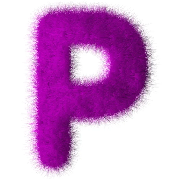 Purple shag P lettera isolata su sfondo bianco — Foto Stock