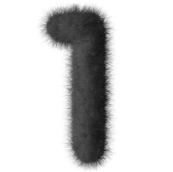 Black shag 1 number font isolated on white background — Stock Photo, Image