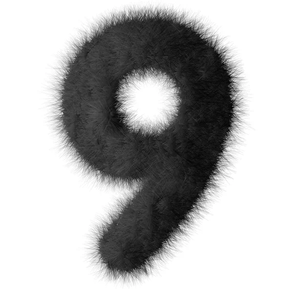 Siyah beyaz arka plan üzerinde izole 9 numara yazı tipi sevişmek — Stok fotoğraf
