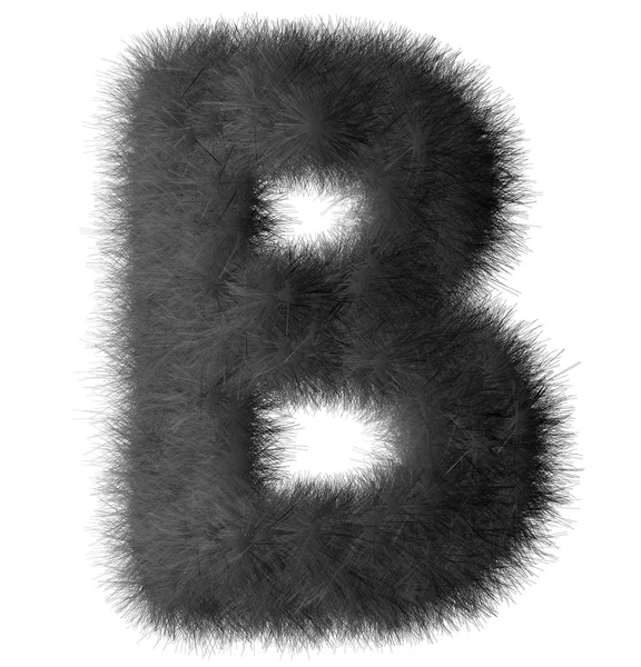 Black shag B letter isolated on white background — Stock Photo, Image