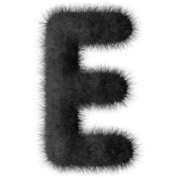 Black shag E letter isolated on white background ロイヤリティフリーのストック写真
