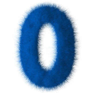 Beyaz arka plan üzerinde izole mavi sevişmek 0 numara yazı tipi