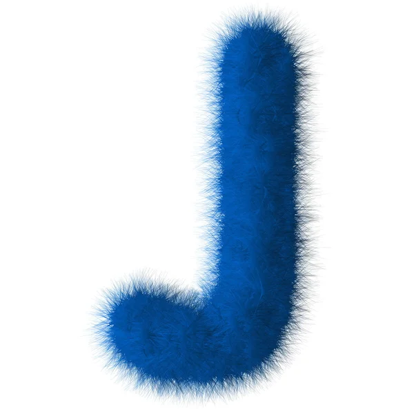 Blue shag J letter isolated on white background — Stock Photo, Image