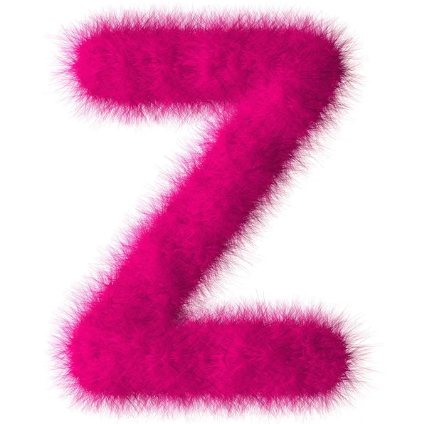 Pink shag Z letter isolated on white background — Stock Photo, Image