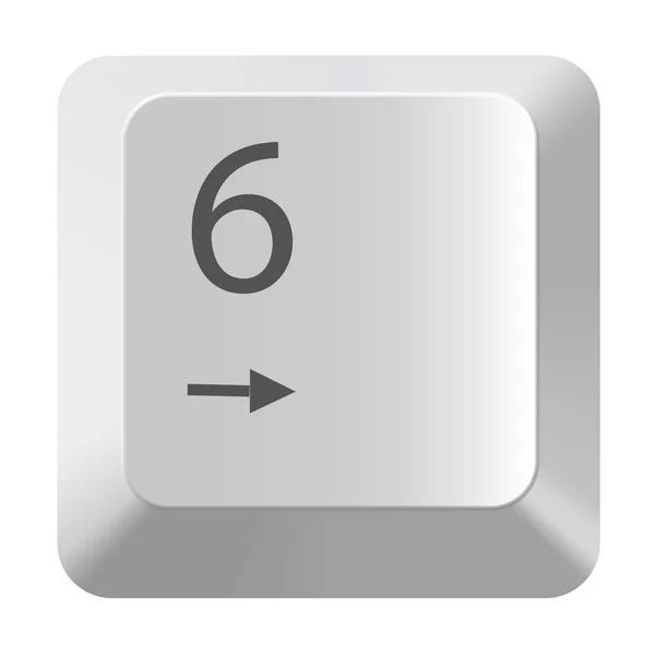 Pc-nummer tastatur 6 på hvit bakgrunn – stockfoto