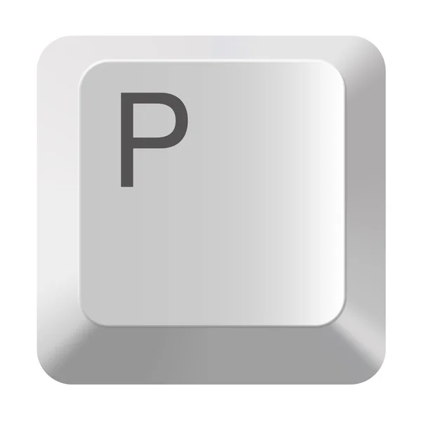 P bílý počítače klávesy abeceda na bílém pozadí — Stock fotografie