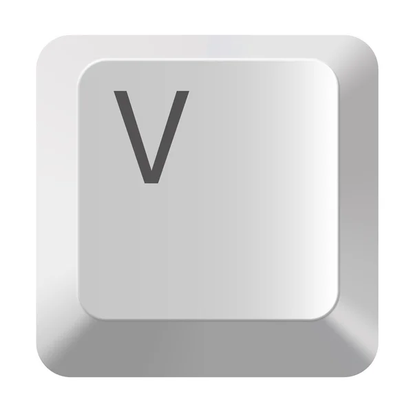 V white computer keys alphabet on white background — Stock Photo, Image