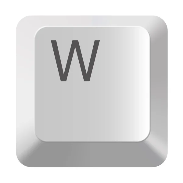 W fehér számítógép kulcsok ábécé fehér háttér — Stock Fotó