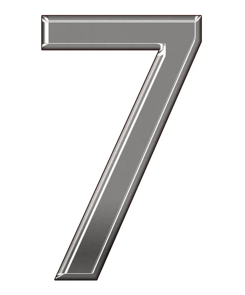 Μεταλλικό γράμμα αριθμός 7 απομονώνονται σε λευκό φόντο — Φωτογραφία Αρχείου