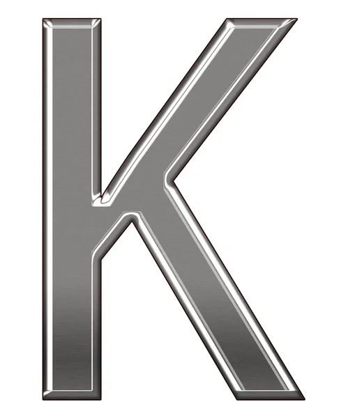 白い背景に分離された金属の文字"K"クロム アルファベット — ストック写真