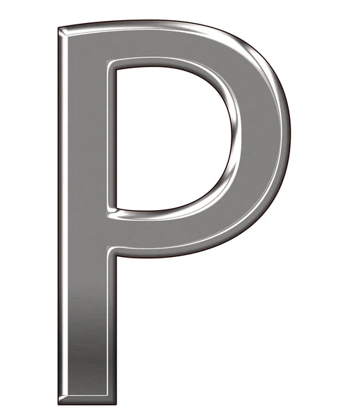Metall bokstaven "P" chrome alfabetet isolerad på vit bakgrund — Stockfoto