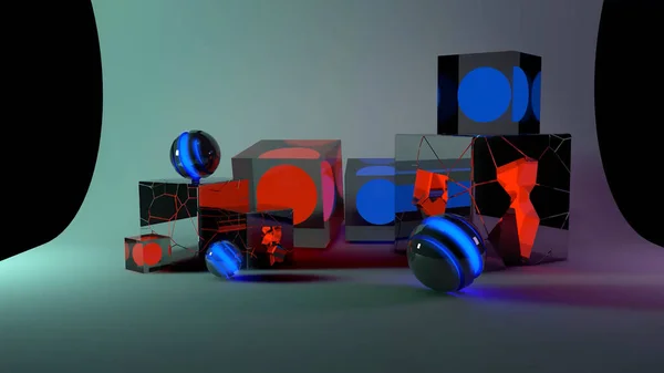 Aydınlatma ve Yansıtmalı Geometrik Figürler