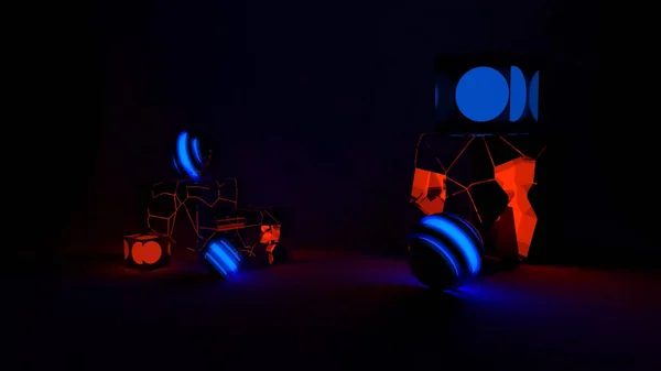 Aydınlatma ve Yansıtmalı Geometrik Rakamlar (Dark Version)