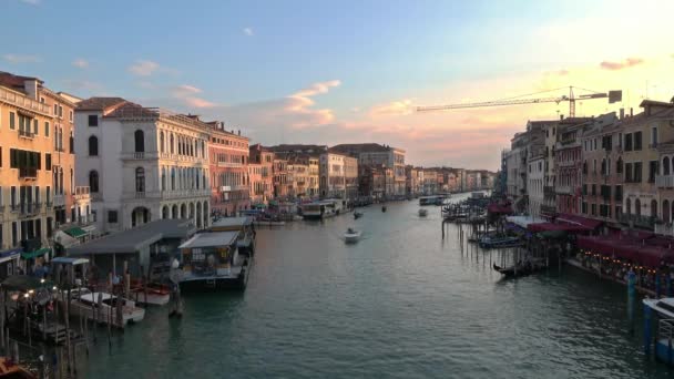 Venice Július 2018 Létrehozása Lövés Rialto Híd Mentén Grand Canal — Stock videók