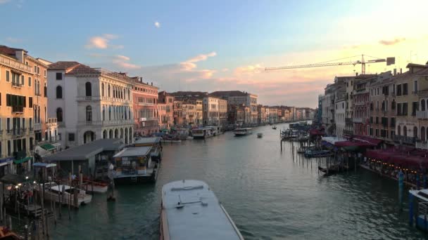 Venice Július 2018 Létrehozása Lövés Rialto Híd Mentén Grand Canal — Stock videók