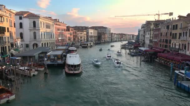 Venice Julho 2018 Estabelecimento Tiro Ponte Rialto Longo Grande Canal — Vídeo de Stock