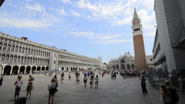 Venedik Temmuz 2018 Mark Meydanı Venedik Talya Turist Kalabalığı Güneşli — Stok video