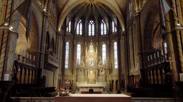 Budapest August 2018 Statische Aufnahme Des Altars Der Matthias Kirche — Stockvideo