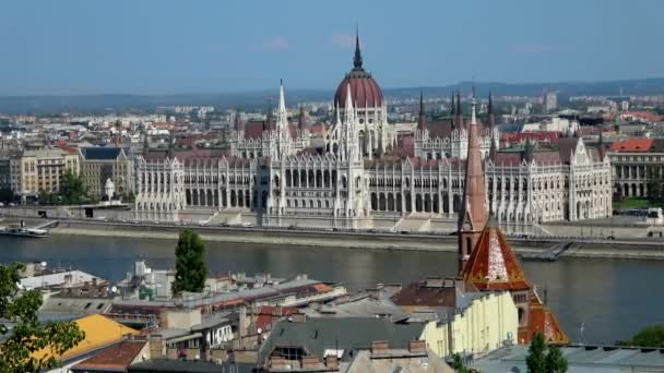 Macaristan Parlamento Binası Nın Statik Görüntüleri Macaristan Başkenti Budapeşte Deki — Stok video