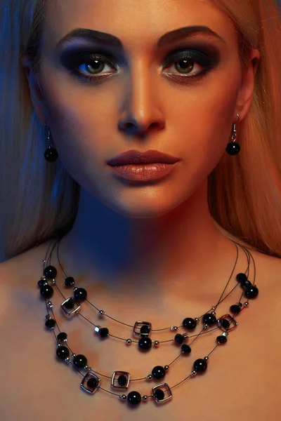 Sexual beautiful blonde woman in jewelry — Stock Photo, Image