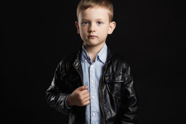 Moda çocuk deri ceket