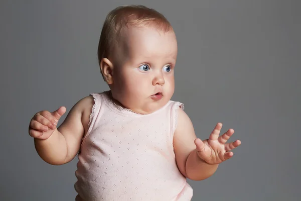 Baby girl. little funny child.newborn — Stock Photo, Image