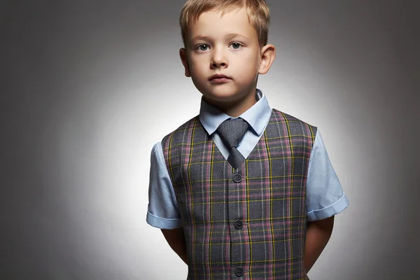 Fashionable little boy.stylish child in suit and tie — Stock Photo, Image