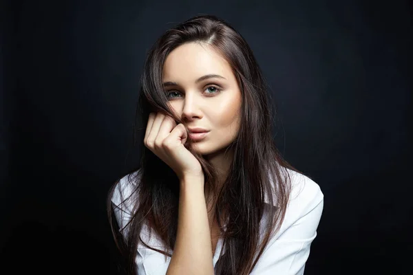 Beautiful Brunette Girl Fashion Beauty Portrait Young Woman — Stock Photo, Image