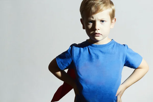 Child in superhero suit. superman.little boy. Halloween — Stock Photo, Image