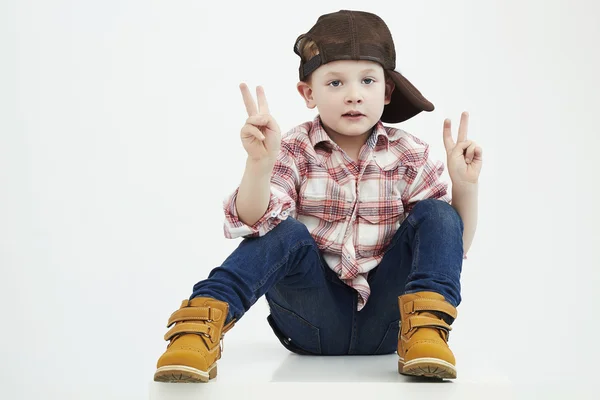 Little boy.stylish kid. fashion children.funny child — Stock Photo, Image