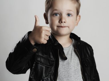 Deri coat.stylish moda çocuk küçük çocuk