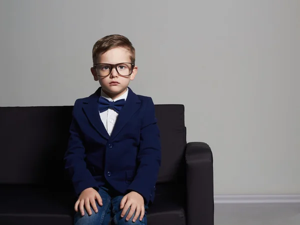 Fashionable little boy in suit and glasses.stylish child — Stock Photo, Image