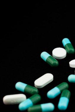 İlaç ilaç. Antibiyotik, ağrı kesici portre. 