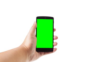 boş ekran ile hareket eden smartphone tutan erkek el