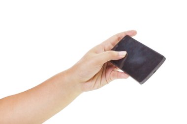 Tek bir el ile Smartphone kullanarak Asya ele.