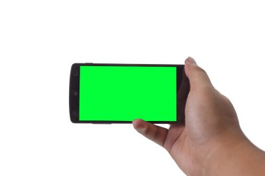 Asya insan eli boş mobil akıllı telefon tutarak