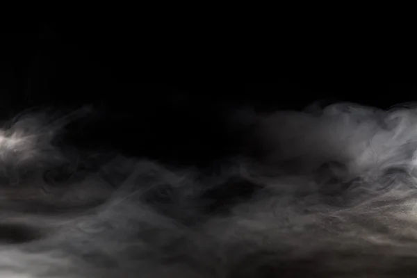 Nebbia astratta o fumo su sfondo di colore nero — Foto Stock