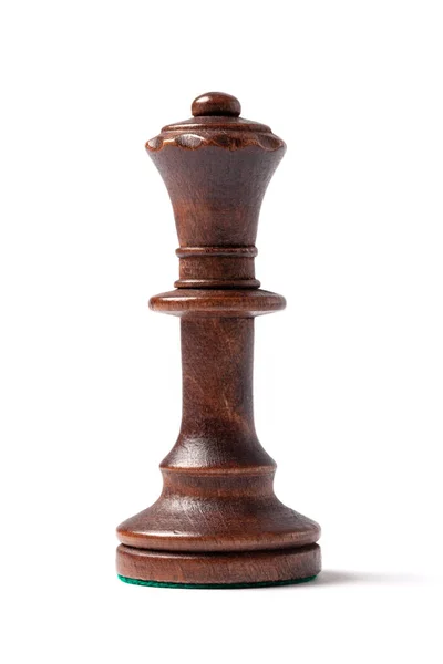 Black Queen Single Wooden Chess Piece Figure Isolated White Background — Stock Photo, Image