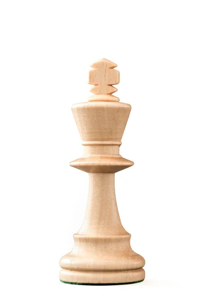 White King Wooden Single Chess Piece White Background Image Working — Stock Photo, Image