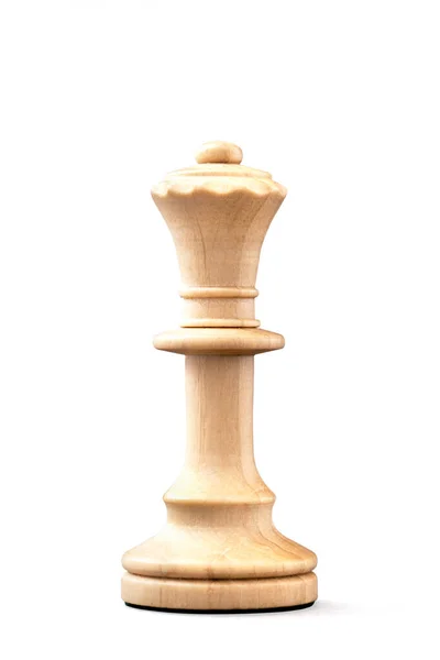 White Queen Wooden Single Chess Piece White Background Image Working — Stock Photo, Image