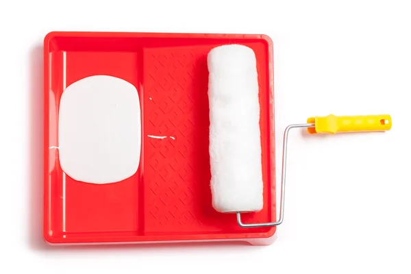 Painting Tray wih Roller and Paint — Stock Photo, Image